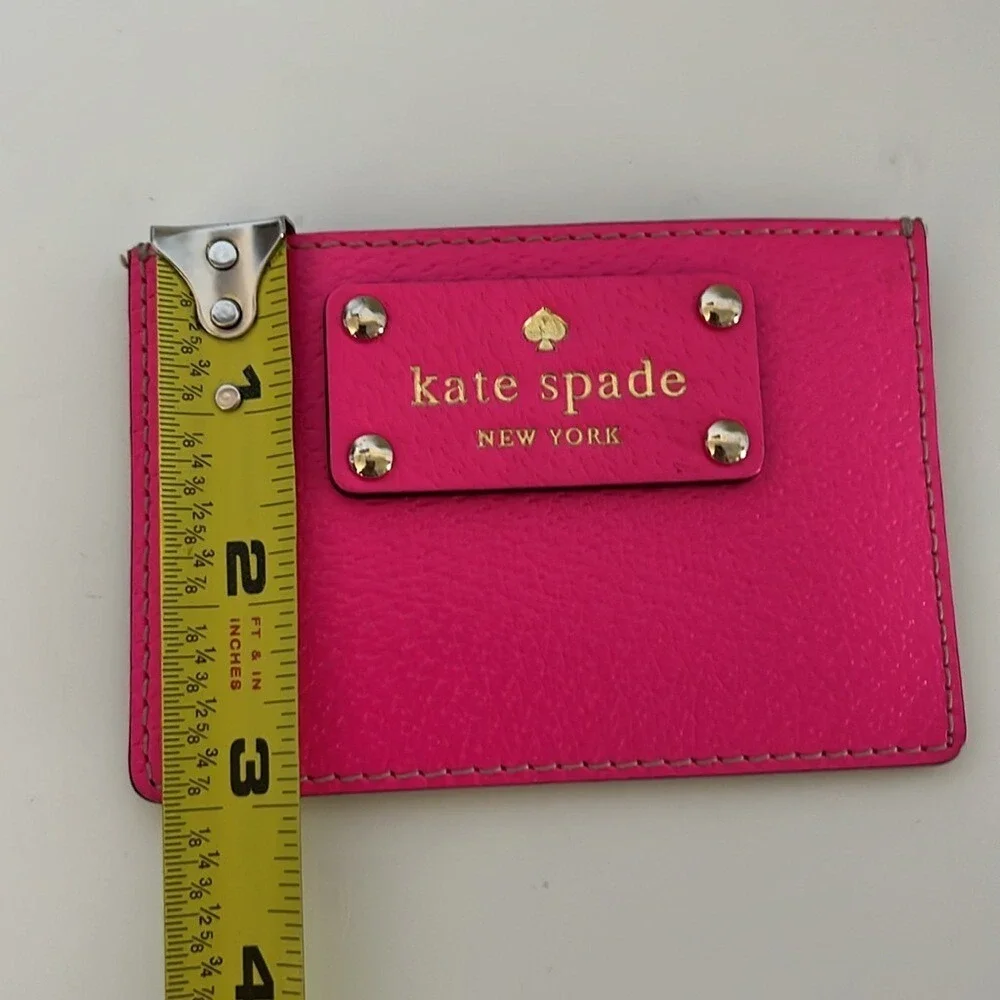 Kate Spade Graham Wellesley Pink Tan‎ Leather Card Holder EUC Slim Wallet